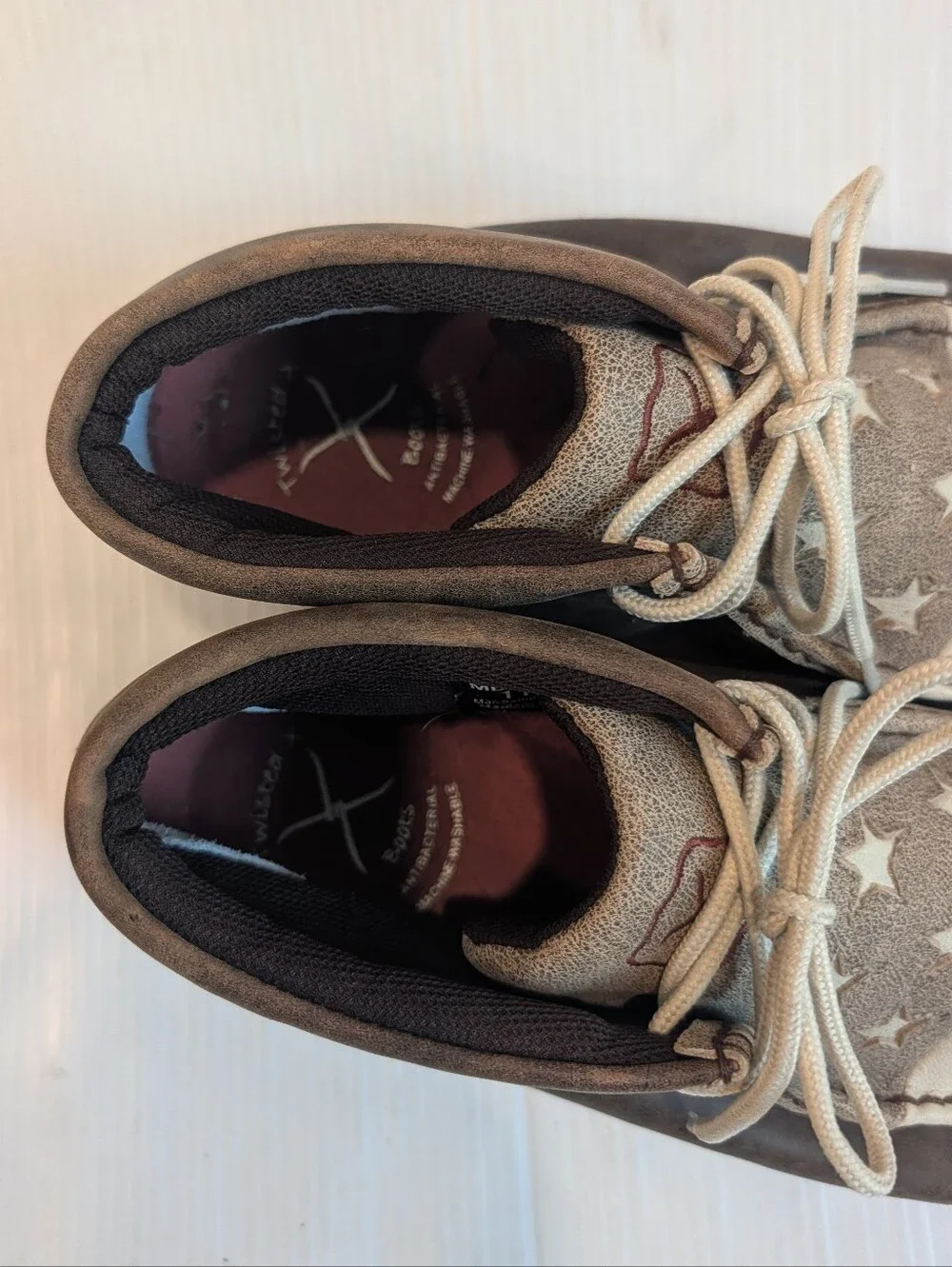 TWISTED X Men's Brown Leather USA Flag Chukka Driving Mocs Lace-up Boots Size 11